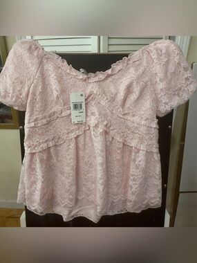 Brand New Madden Girl Soft Pink Lace Knit Top L